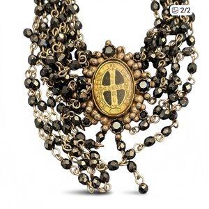 Virgins Saints & Angels Gold and Black Medallion Necklace